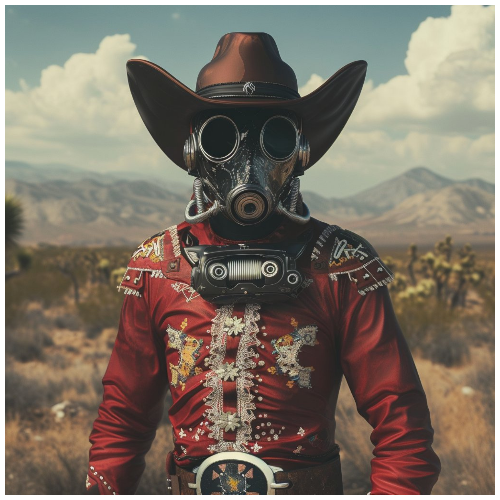 Neon-themed robot with a television screen head on a colorful background